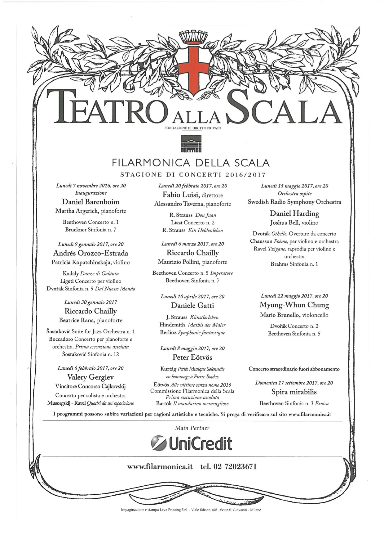 Manifesto Stagione Filarmonica